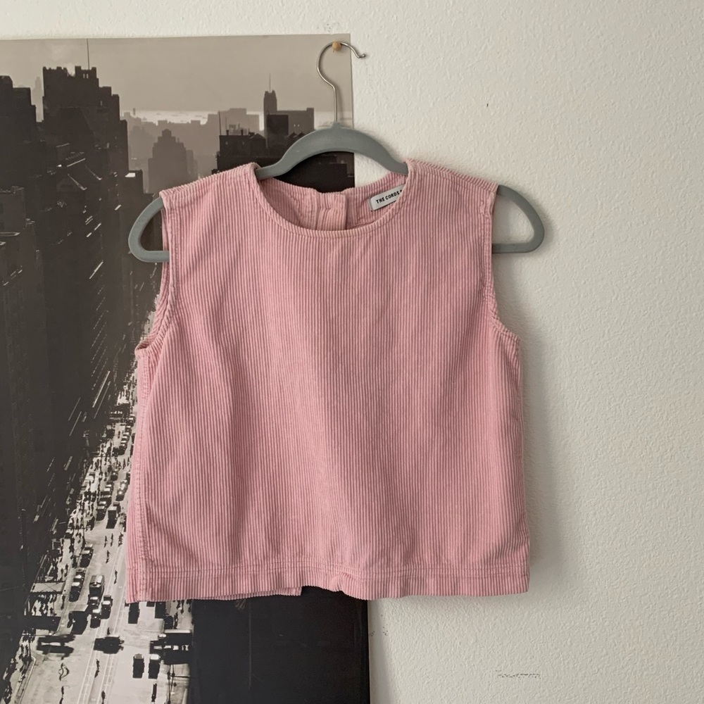 Cords corduroy crop sleeveless top blush